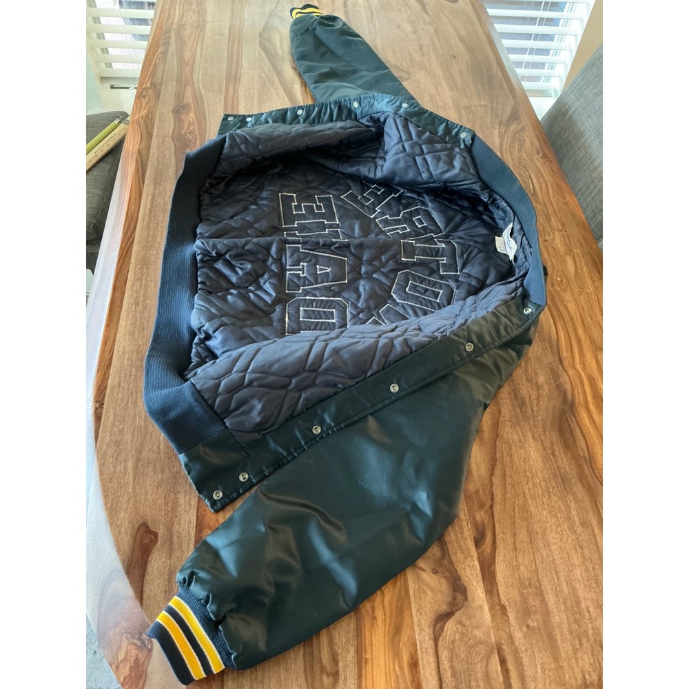 Vintage 80s Chalk Line Notre Dame Fighting Irish Satin Bomber Jacket USA Made L - Picture 10 of 12